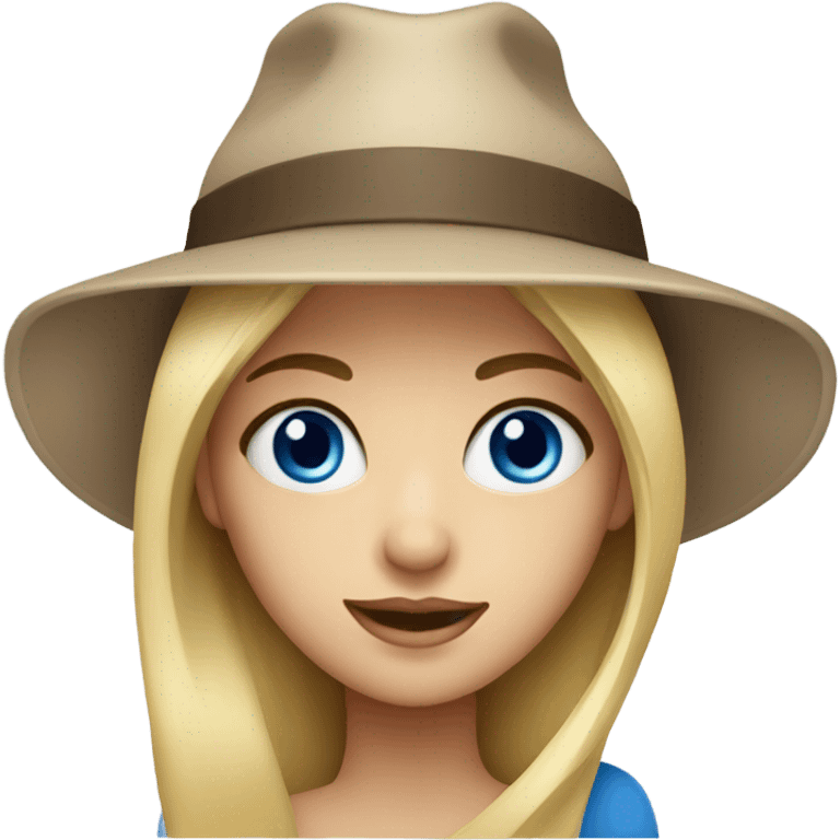 Blonde girl with blue eyes wearing a hat  emoji