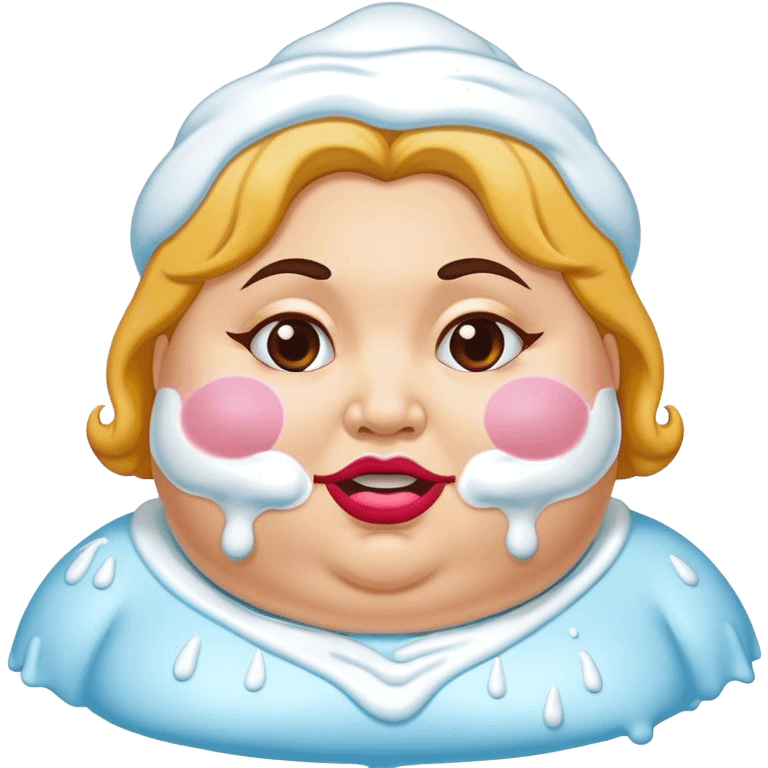 fat lady with frosting on face emoji