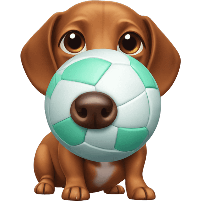 Weiner dog with a ball in mouth emoji