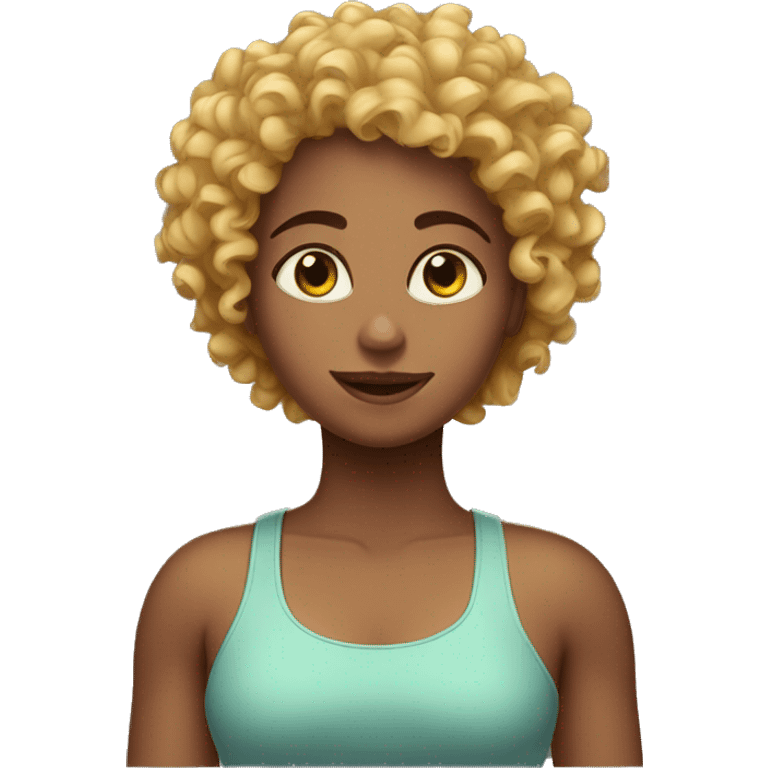 Curly headed girl going to gym emoji