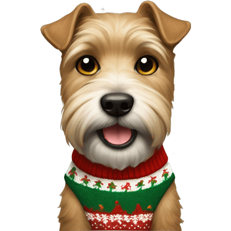 Airdale Terrier in christmas Sweater  emoji