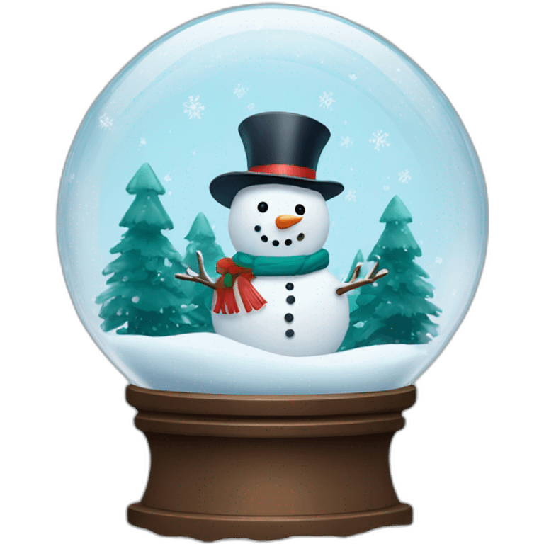 Snowman and winter landscape in Snow globe emoji