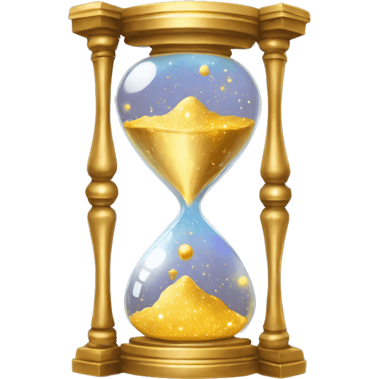 Gilded sparkling shimmering hourglass with nebula galaxy golden gold melting inside emoji