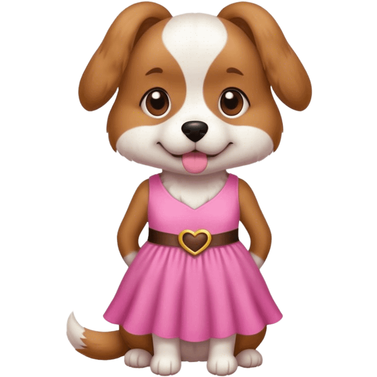 dog wearing pink dress emoji