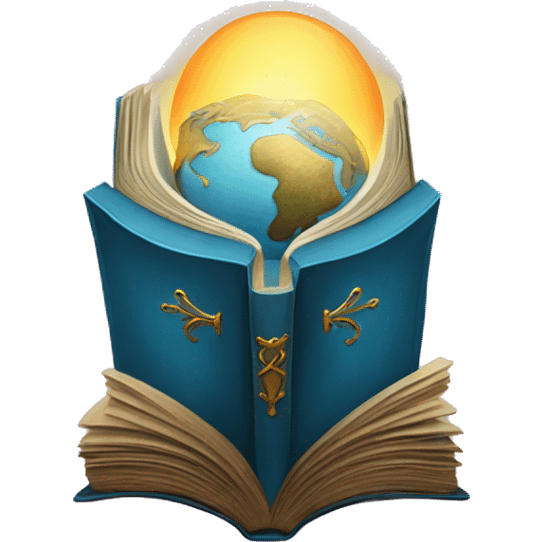 Fantasy book with world coming out emoji