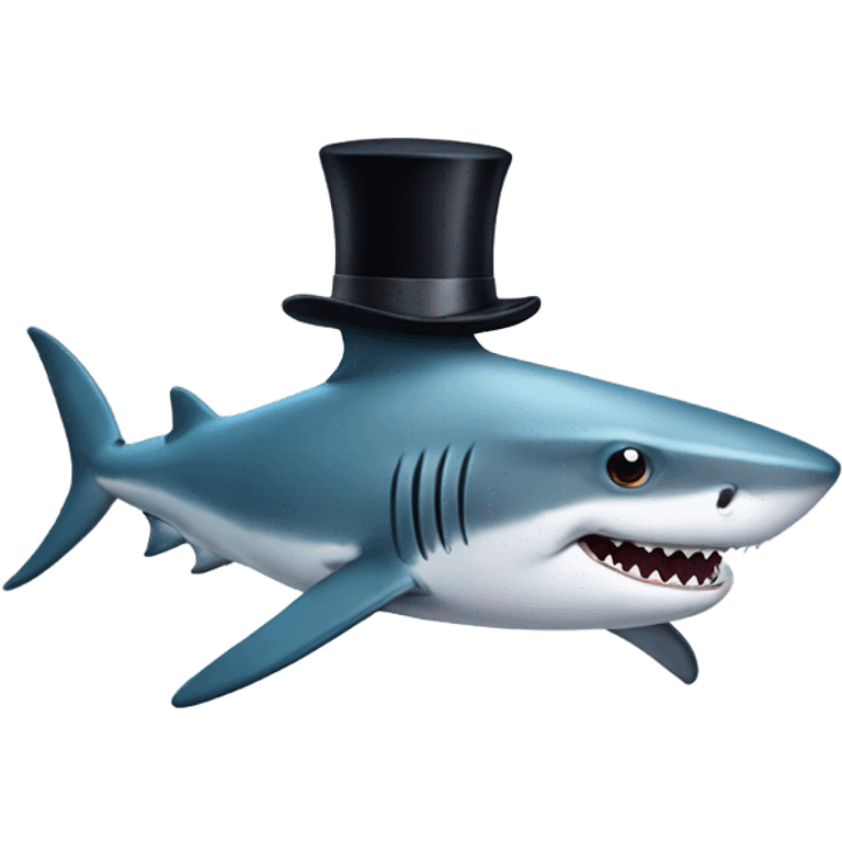 Shark with a top hat emoji