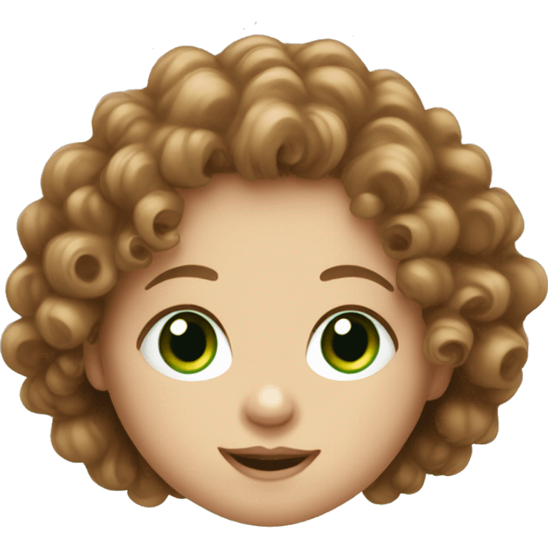 White baby with brown curly hair and green eyes emoji