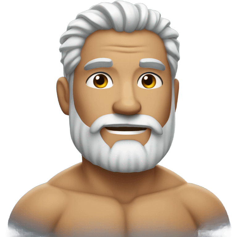 Hot bearded shirtless muscled dad, salt and pepperhair emoji