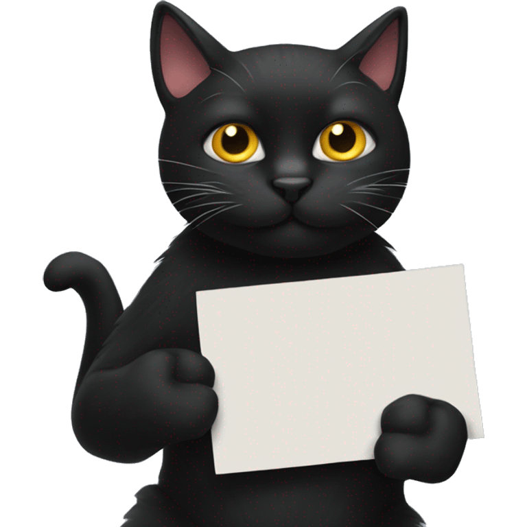 Black cat holding sign that says poppers  emoji