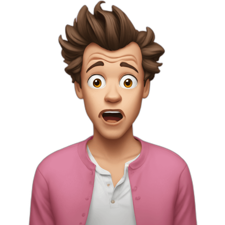 shocked Harry styles with pink top emoji