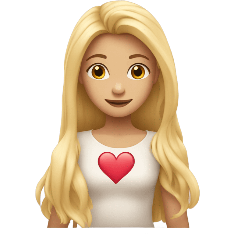 Girl blonde long hair with hands mae heart emoji