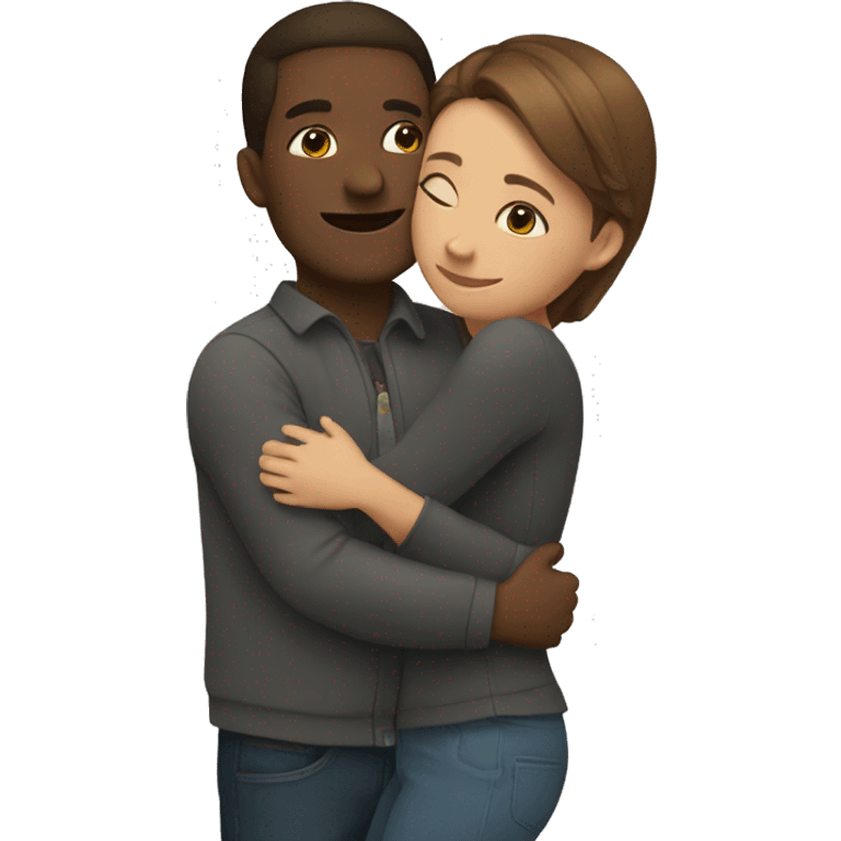 A girl and a guy are hugging emoji