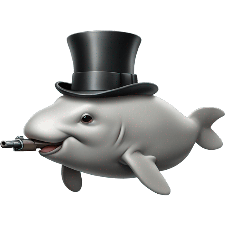 Dugong holding a gun wearing a top hat  emoji