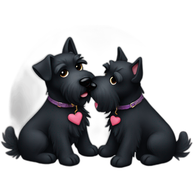 Two black Scottish terrier kissing emoji