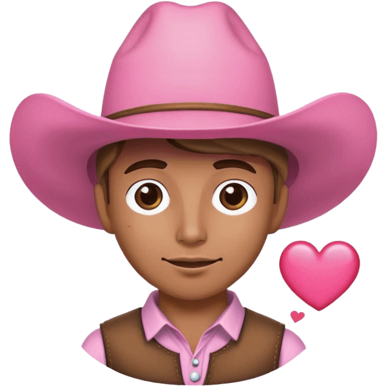 Cowboy wearing pink hat with heart around  emoji