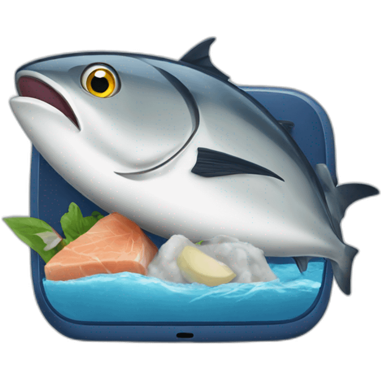 A tuna with a smartphone emoji