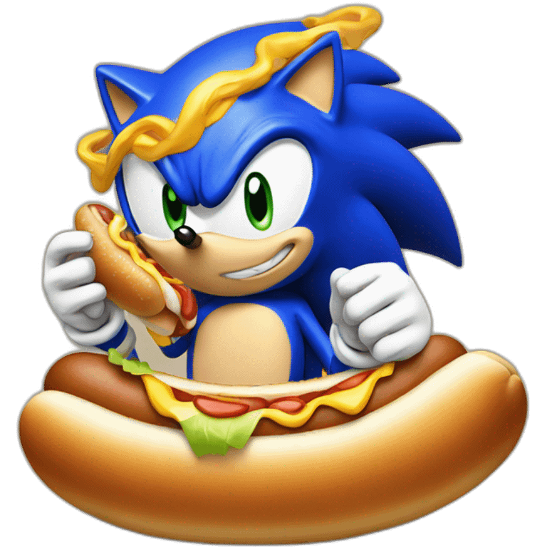 Sonic eating a hot dog emoji