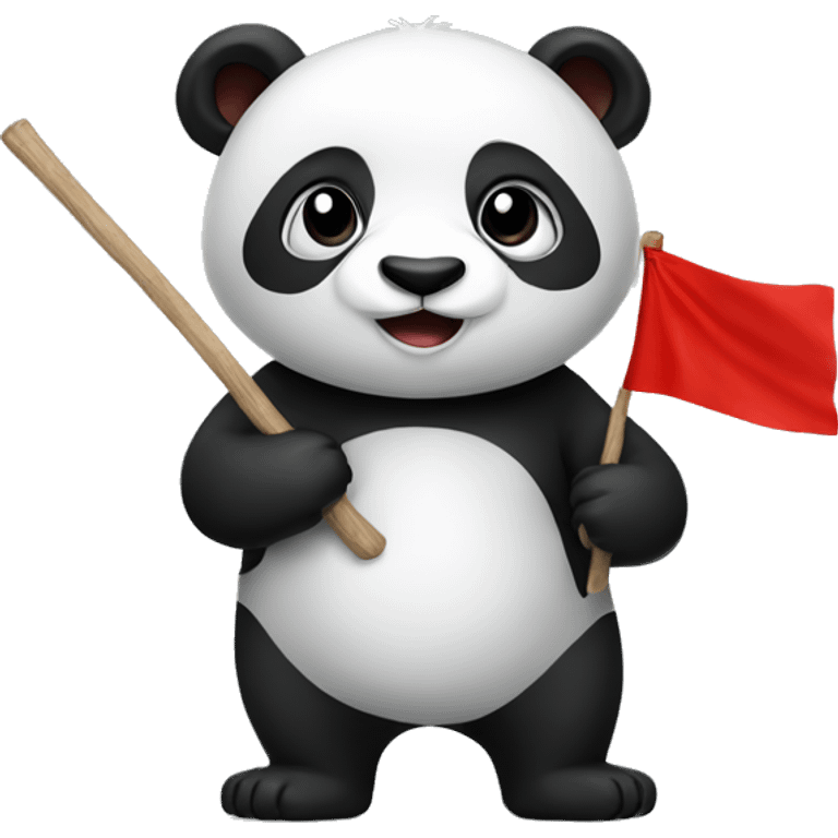 Panda holding a red flag emoji