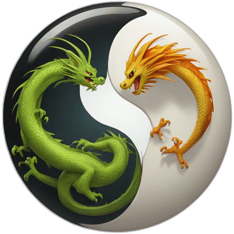 Dragon femelle et mâle ying yang emoji