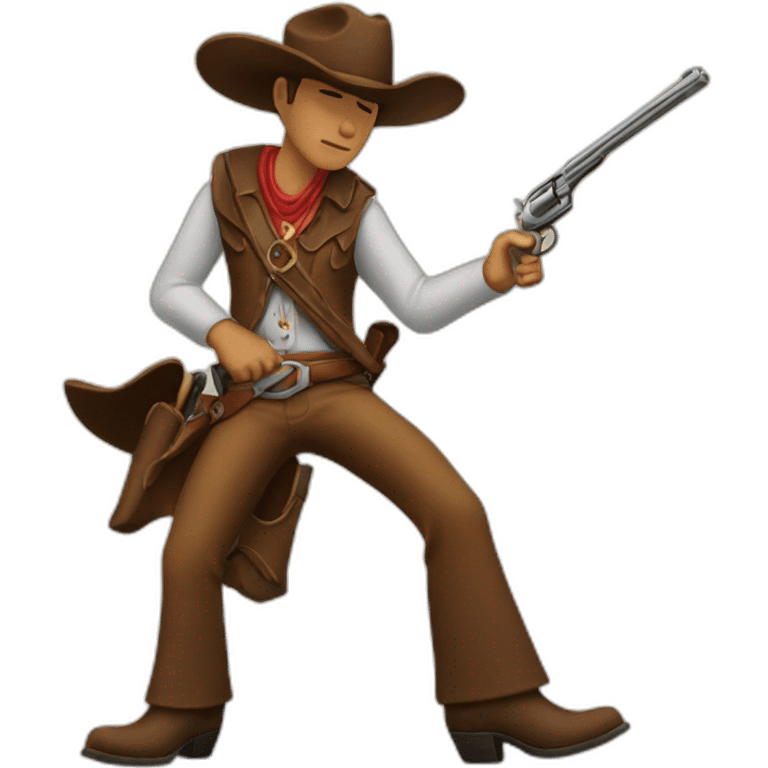 A cowboy shooting is foot emoji