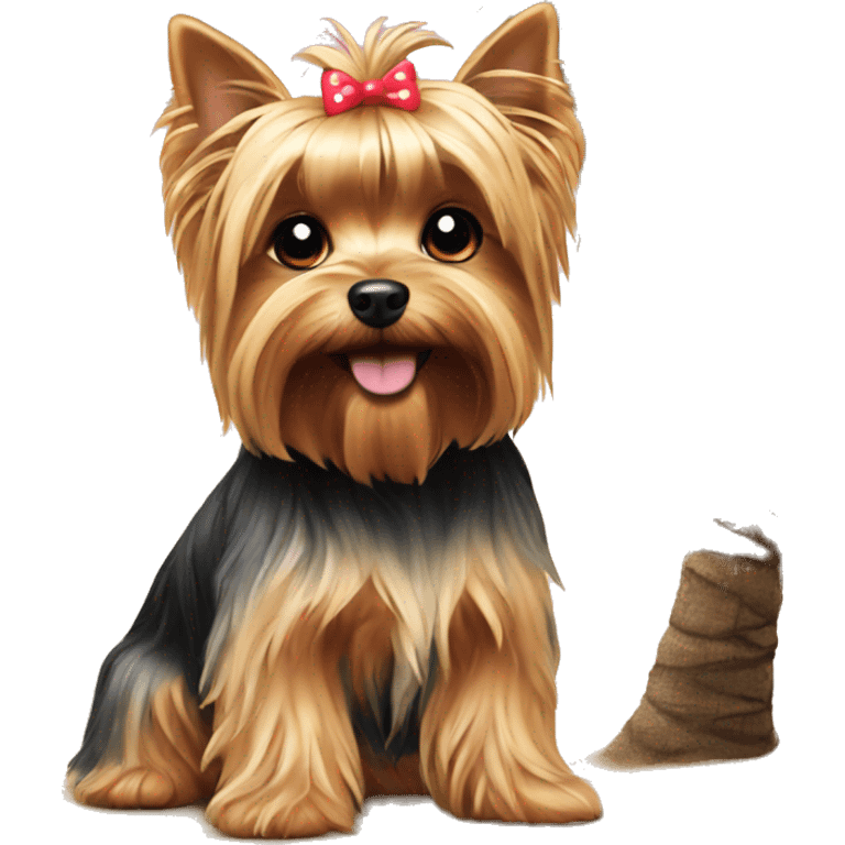 Yorkshire Terrier under a palm tree emoji