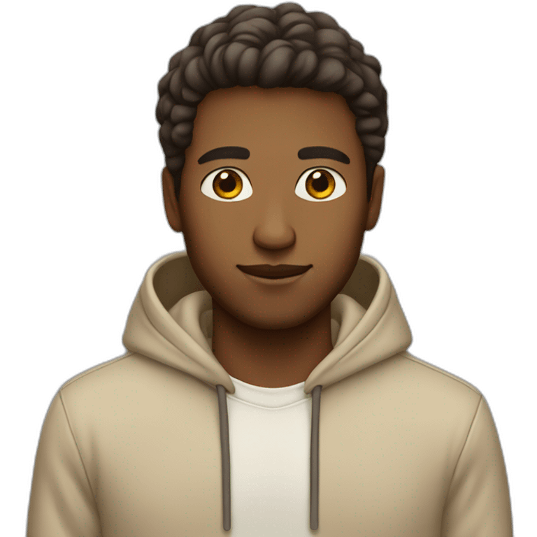 Brown guy with beige hoodie emoji