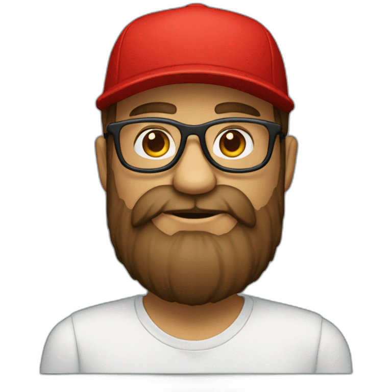 bearded designer with glasses and a red cap emoji