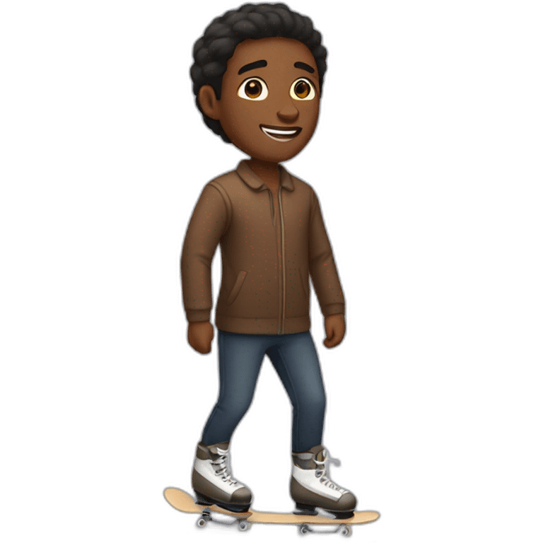 Skating brown skin man emoji