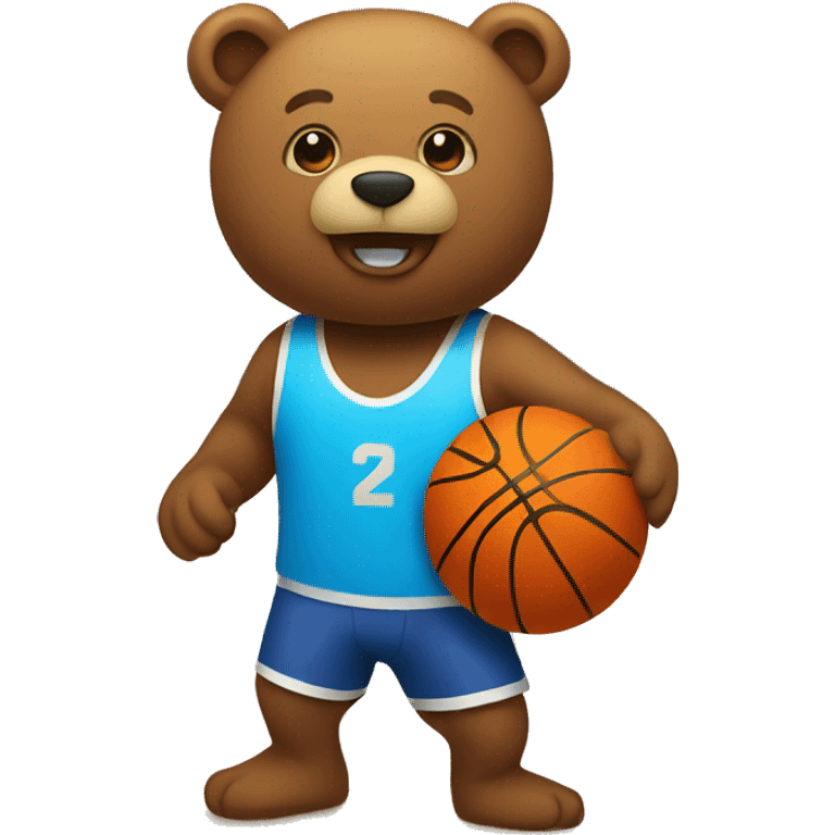 Bear on beach playing basketball emoji