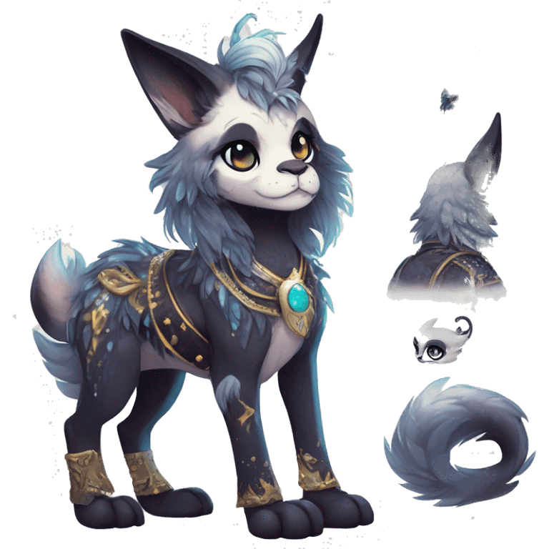 cute Kawaii edgy fantasy animal sparkle fursona Fionbri creature by griffsnuff & LiLaiRa & Falvie full body emoji