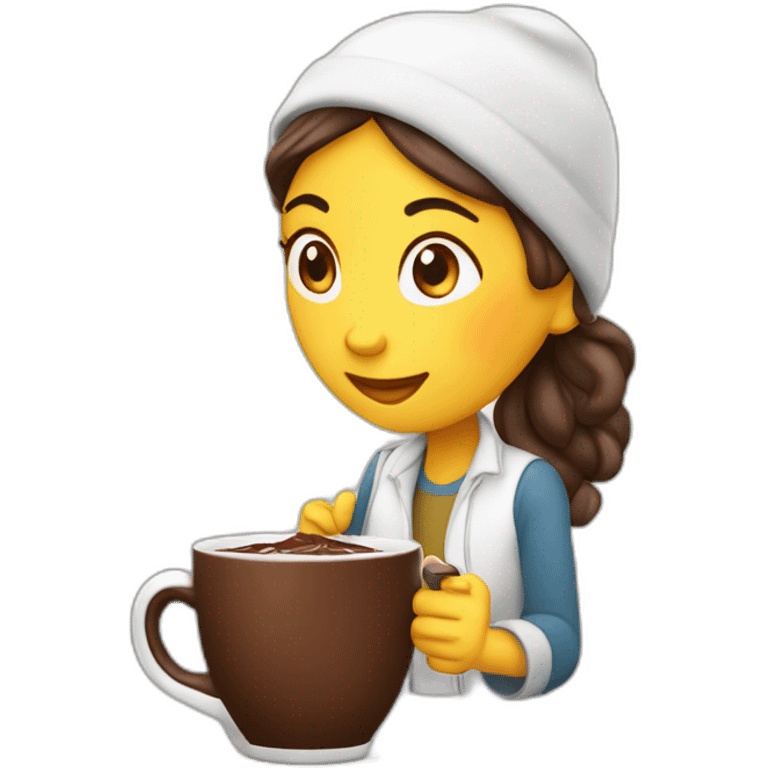 mujer tomando taza de chocolate emoji