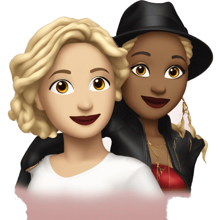 Madonna  (artist/singer) with  Jannet Jackson  happy emoji