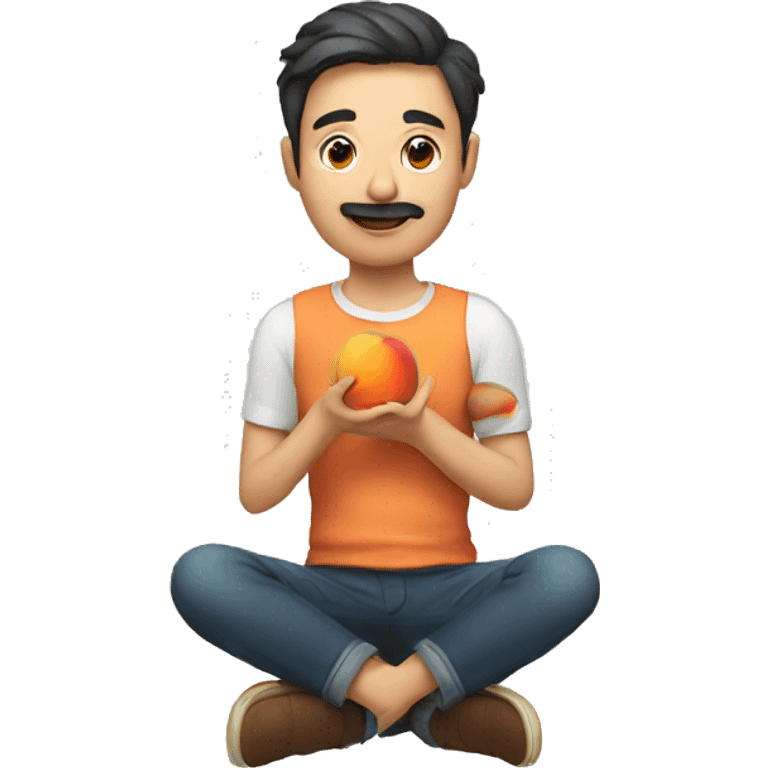 A man eating peach emoji