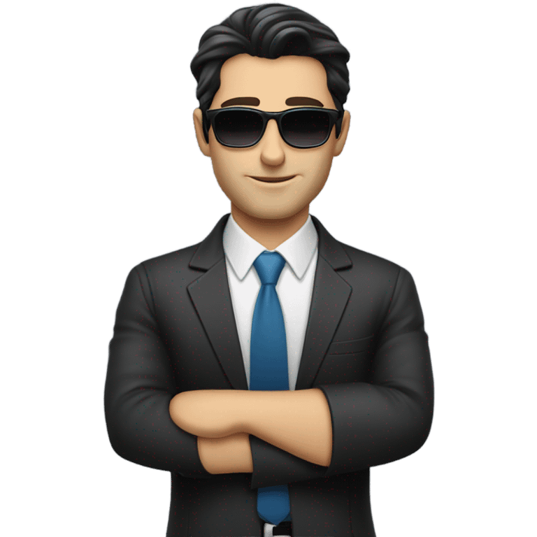 Caucasian dark hair handsome businessman with sunglasses emoji