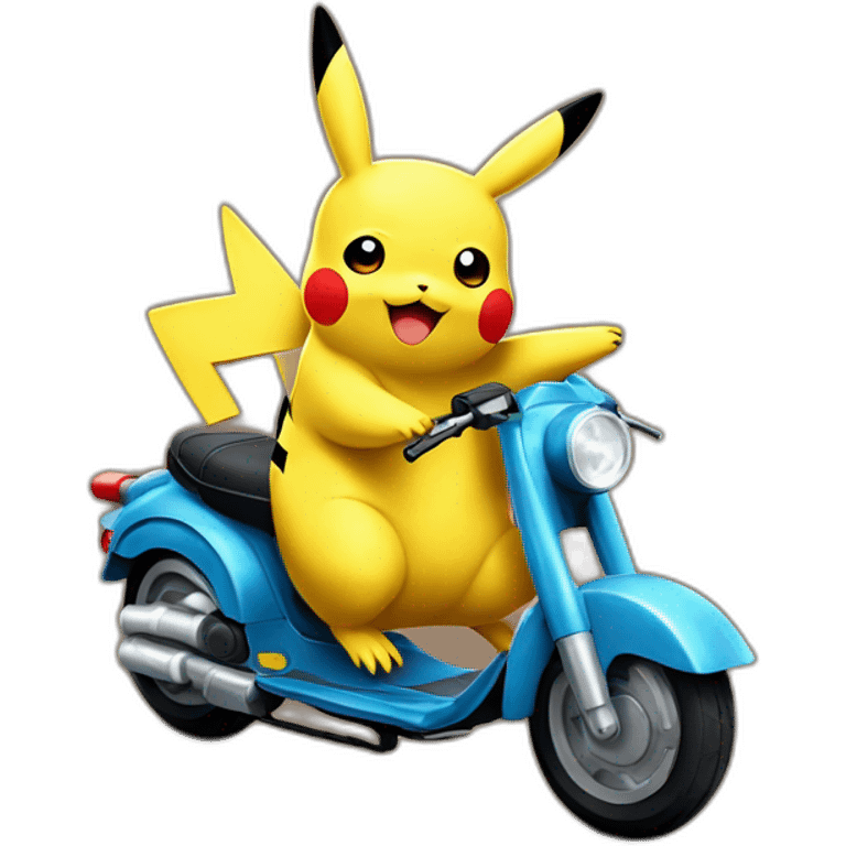 Pikachu rides on top of Tanaka emoji