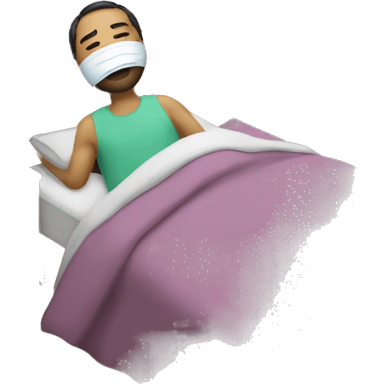 A man have mask and sleeping on bed emoji