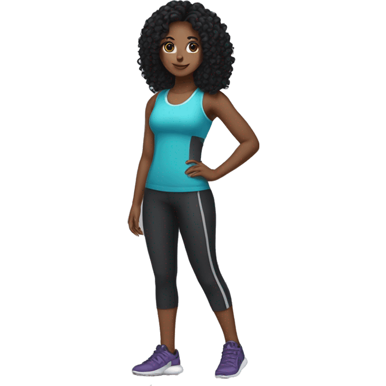 Girl with curly black hair gym outfit emoji