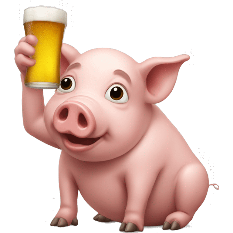 pig drinks beer emoji