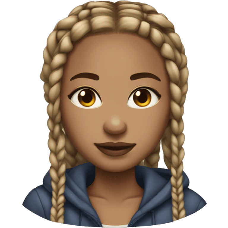 Light skin girl with box braids emoji