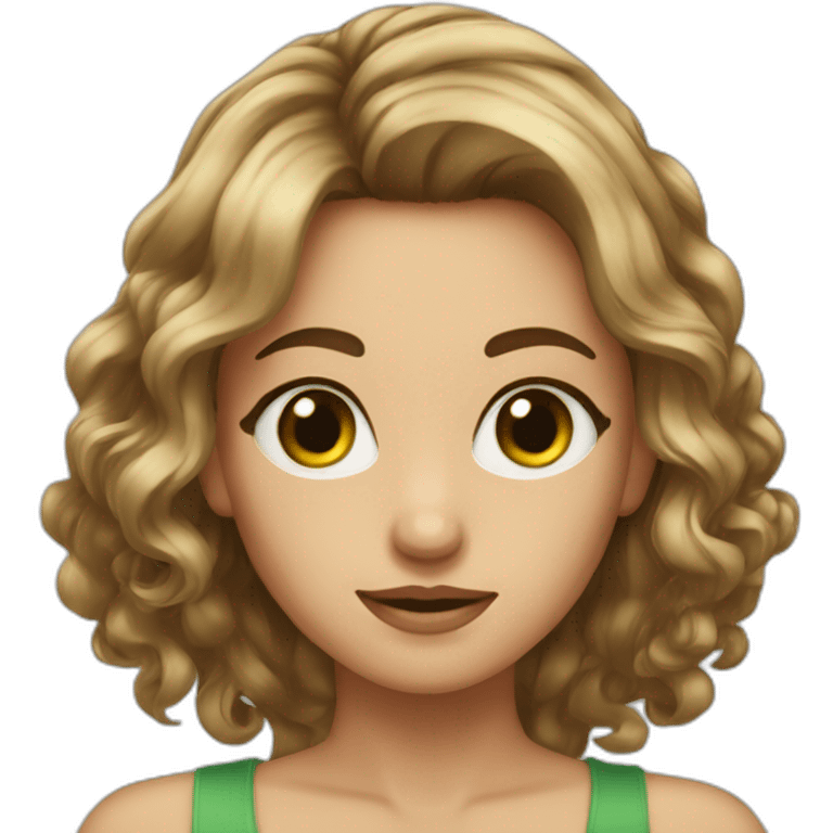 Femme cheveux bruns yeux verts emoji