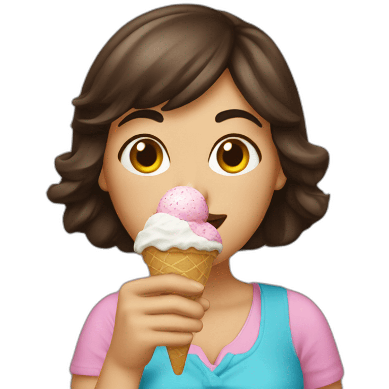 Brunette Woman lick ice cream emoji