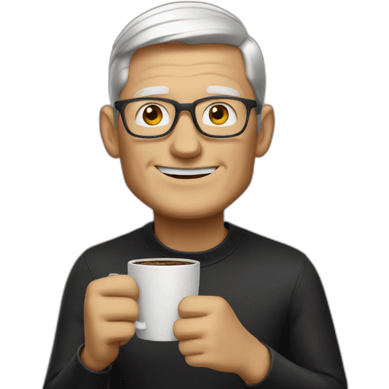 Tim Cook with coffee emoji