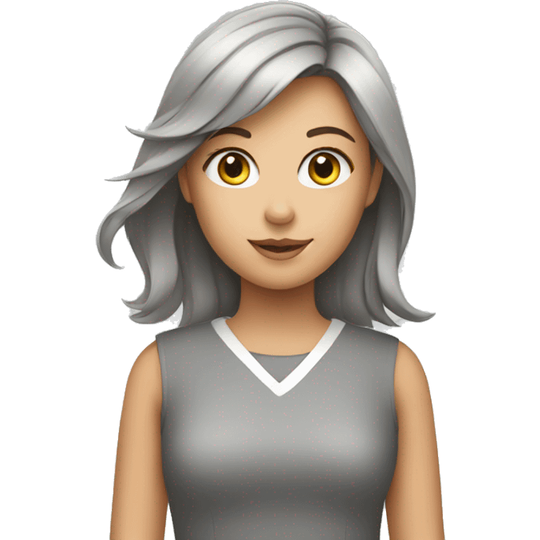 girl in a gray dress with road markings emoji