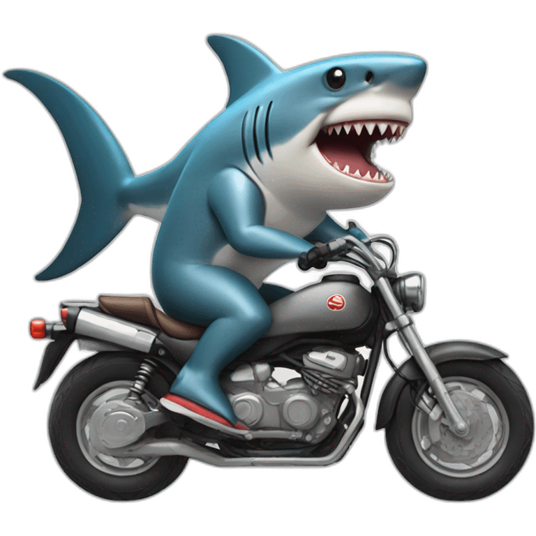 Shark riding a motorcycle emoji