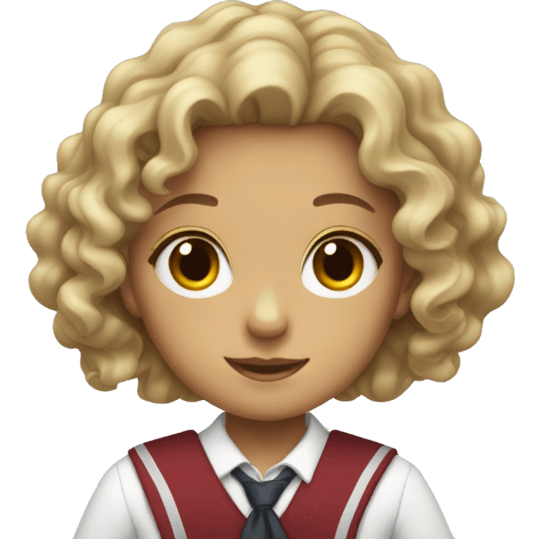 Wavy hair girl with school uniform  emoji