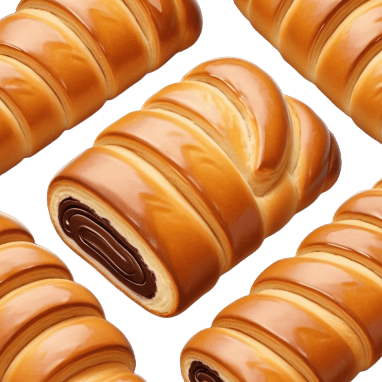 Cinematic warm pain au chocolat, flaky golden-brown pastry with a rich chocolate filling peeking through, perfectly crisp exterior, soft glowing highlights, inviting and indulgent. emoji