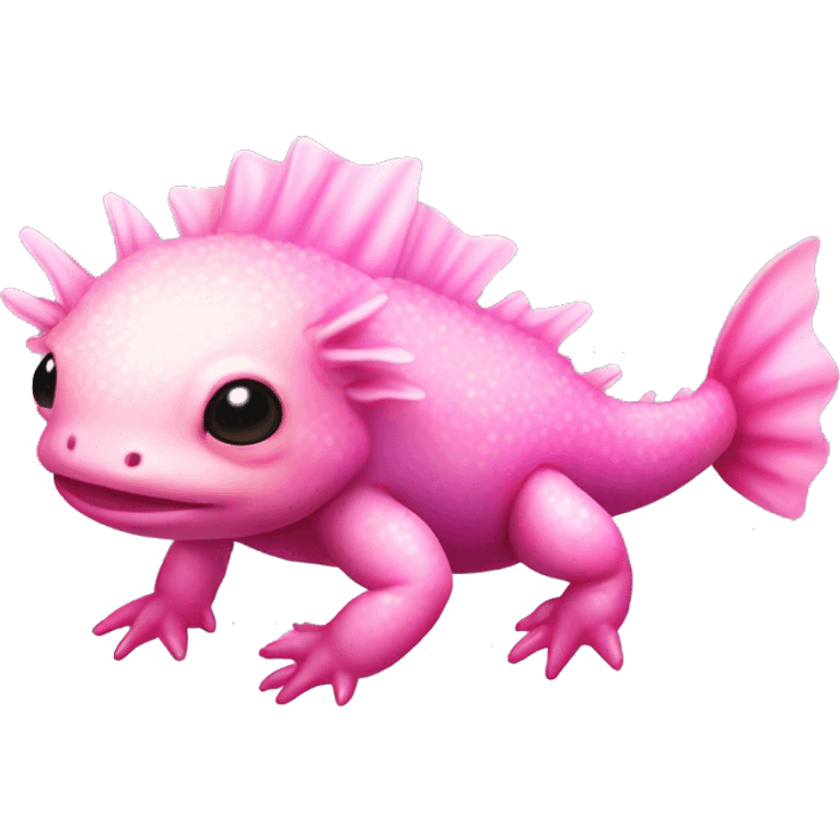 Gradient pink shimmery iridescent axolotl full body emoji