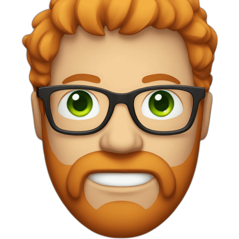 A red-haired fat guy with green eyes and withglasses and a beard emoji