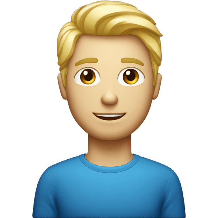 homme blond au yeux bleu avec un ordinateur avec le logo de instagram emoji