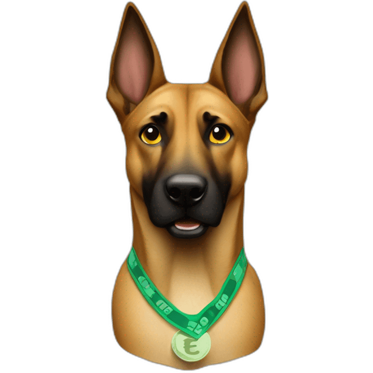 Malinois dog with dollar eyes emoji